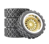 Composants Modèles RC Pour HPI Pour TT-01 Pour TT-02 XV-01 DF-03 TA06 PTG2 WR8 RC Rallye Voiture Course 4 Pièces 12mm Pneus En Caoutchouc Collés Roues Plastique Jantes Mises À Niveau(Yellow)