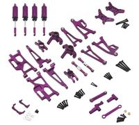 Composants Modèles RC Pour MJX 14209 14210 1/14 Support Moyeu Direction En Métal Supérieur Inférieur Ensemble Bras Oscillants Amortisseur Pièces Mise Niveau Voiture RC(PURPLE)