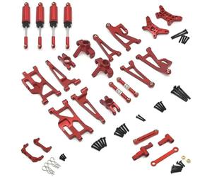 Composants Modèles RC Pour MJX 14209 14210 1/14 Support Moyeu Direction En Métal Supérieur Inférieur Ensemble Bras Oscillants Amortisseur Pièces Mise Niveau Voiture RC(Red)