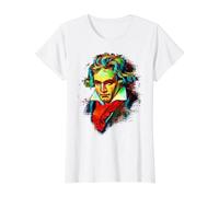 Compositeur Piano Player Classical Music Beethoven T-Shirt Graphique avec Valeur, Femme, Blanc, XL