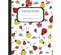 Composition Book: Girly Red and Yellow Ladybug Flower | Wide Ruled for School and Journaling | 110 Pages 7.5 x 9.25"