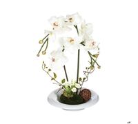 Atmosphera - Composition d'orchidées artificielles - Vase en céramique - H46 cm - Blanc