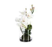 Atmosphera - Composition d'orchidées artificielles - Vase en Verre - H37 cm - Blanc