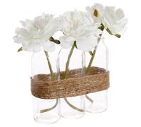 Composition de 3 roses artificielles en tubes - vase en verre - H24 -5 cm. - Atmosphera créateur d'intérieur