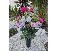 Composition de fleurs artificielles en cône lesté ciment pour une parfaite tenue de votre bouquet de fleurs, plus besoin de sable, ce vase en PVC se dépose dans un vase funéraire. (rose)