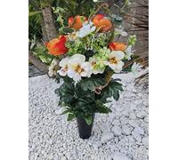 Composition De Fleurs Artificielles En Cône Lesté Ciment Pour Une Parfaite Tenue De Votre Bouquet De Fleurs Plus Besoin De Sable ce Vase en PVC se Dépose Dans Votre Vase Funéraire. Haut/58cm.