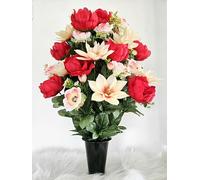 Composition de fleurs artificielles en cône lesté ciment pour une parfaite tenue de votre bouquet de fleurs, plus besoin de sable, ce vase en PVC se dépose dans un vase funéraire. (Rose)