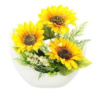 Composition de Fleurs artificielles tournesols dans Un Bol avec lumière LED - Arrangement d'automne - Plante Artificielle - Décoration d'halloween - Décoration Florale d'automne - Décoration de Table