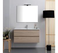 COMPOSITION DE SALLE DE BAINS 100CM AVEC TIROIRS EN ORME EFFET BOIS BERLIN