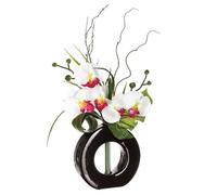 Composition d'orchidées - ATMOSPHERA - Modèle 4 - Vase céramique - H44 cm - Noir/Fuchsia