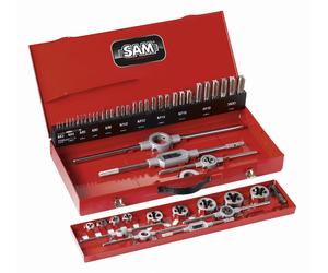 Composition d'outils à tarauder et fileter en coffret métallique SAM - CTF45