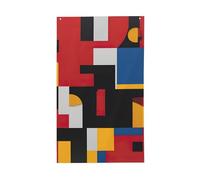 Composition en rouge, jaune, bleu et noir - Drapeau de jardin vertical imprimé sur un seul côté - Drapeau de cour - Décoration de fête