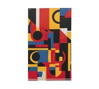 Composition en rouge, jaune, bleu et noir - Drapeau de jardin vertical imprimé sur un seul côté - Drapeau de cour - Décoration de fête