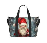 Composition en rouge, jaune, bleu et noir imprimé sac de voyage pour hommes femmes vacances voyage sac fourre-tout imperméable avec bandoulière, Nain traditionnel de Noël 1, Taille unique, Sac de