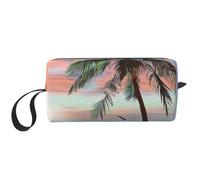 Composition en rouge, jaune, bleu et noir, trousse de maquillage pour femme, trousse de toilette de voyage, organisateur d'accessoires avec poignée, fermeture éclair, Coco Palm Beach Sandy, Taille