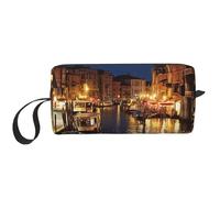 Composition en rouge, jaune, bleu et noir, trousse de maquillage pour femme, trousse de toilette de voyage, organisateur d'accessoires avec poignée, fermeture éclair, Venise Night, Taille unique