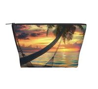 Composition en rouge, jaune, bleu et noir, trousse de maquillage trapézoïdale, organiseur de voyage avec rembourrage en mousse pour salle de sport, bureau et voyages de w nd, Coco Beach Sunset