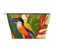 Composition en rouge, jaune, bleu et noir, trousse de maquillage trapézoïdale, organiseur de voyage avec rembourrage en mousse pour salle de sport, bureau et voyages de week-end, Oiseau du Paradis