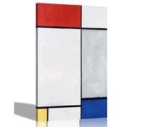 Composition en rouge jaune et bleu par Piet Mondrian Tableaux sur toile, Impressions modernes, Art géométrique mural, Déco minimaliste œuvre d'art pour bureau à domicile,chambre,Affiche non encadrée
