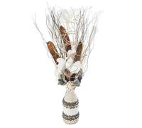 Atmosphera - Composition Florale Artificielle - Vase en Osier - H50 cm - Gris
