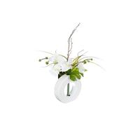 Atmosphera - Composition florale vase blanc - Hauteur 44 cm - Orchidée fleur blanche Blanc G