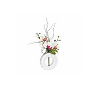 Atmosphera - Composition florale vase blanc - Hauteur 44 cm - Orchidée fleur rose