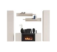 Composition murale FLY cachemire avec cheminée bio-éthanol et rangements