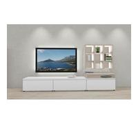 Composition murale - LA CASA MODERNA - SALON COMPO 1 - Blanc alpin - Décor chêne - Éclairage LED disponible