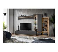 Composition murale ""Silk"" pour TV en bois - Gris/beige - L 240 cm x P 40 cm x H 145 cm
