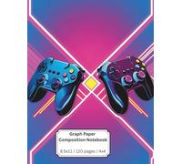 Composition Notebook: 4x4 Graph Paper | 8.5 x 11 Inches | 120 Pages | Neon Gamer Cover with Dual Controllers | Perfect for Math, Coding, and Multiplayer Fans