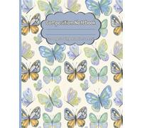 Composition Notebook: Aesthetic Watercolor Butterfly Pattern | College Ruled Lined Notebook for School, Work, & Journaling | 7.5 x 9.25 in, 122 Pages