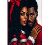 Composition Notebook: African American: Romantic Black Christmas Couple: Art Illustration Cover