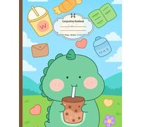Composition Notebook: Bubble Tea Dino, Wide Ruled, 7.5 x 9.25 inches, 100 Pages For Teens, Students, Animal Lovers, and Study Notes ( Notebook )