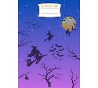 Composition notebook by Cubbyhole creations, Halloween design, Witches and the moon, 100 lined sheets for school, work, drawing and more!