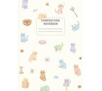 Composition Notebook | College Ruled | 100 Pages | A4 | Cute Cats Pattern Pastel Color Composition