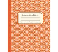 Composition Notebook College Ruled, 110 Pages, 7.5 x 9.25 inch, Red Pink Hexagons with Flowers, For School, Home, Office: Modern Floral Geometric Design