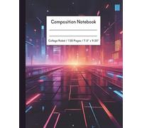 Composition Notebook: College Ruled, 120 Pages, 7.5 x 9.25 | Neon Soundwave Design in Pink, Purple and Blue for Journaling, School Notes and Creative Writing