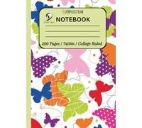 Composition Notebook College Ruled: Cute Colorful Seamless Butterfly Pattern With Abstract Ornaments For Girls Teens Women School Work