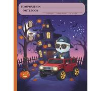 Composition Notebook | College Ruled | Journal | Halloween | Gift for Student: Whimsical ghost driving a toy car