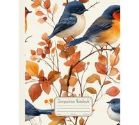 Composition Notebook: College Ruled Notebook with Vintage Watercolor Birds Illustration 7.5" x 9.25", 110 pages, aesthetic design ideal for girls, women, students, animal and nature lovers