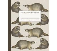 Composition Notebook College Ruled: Vintage Raccoon Illustration | Animal Aesthetic Journal for Back to School, Office & Writing