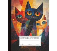 Composition Notebook: Colorful Geometric Cat Faces Art | 7.5x9.25 in | 110 Pages | College Ruled Lines
