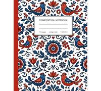 Composition Notebook: Cute Aesthetic Folk Art Journal with Red Birds and Floral Pattern | Back to School Cute Notebook for Girls, Teens, Students | 110 Pages, 7.5 x 9.25 in, College Ruled