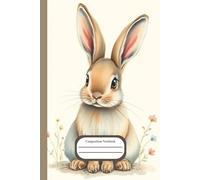 Composition Notebook: Cute bunny watercolor - 101 Wide ruled Pages - Space for little drowings included - Perfect for school