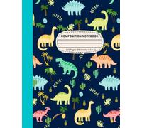 Composition notebook dinosaur: Cute aesthetic Dino elementary notebook with dotted line in the middle - Kindergarten to 2nd Grade