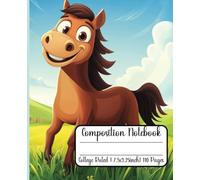Composition Notebook for Kids : Cartoon Fun Horse | 110 College Ruled With Field Pages | Perfect Notes for Students , School, Writing, Journaling ... | Great Size 7.5x9.25 Inch| Paperback