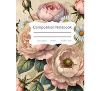 Composition Notebook for Students | College Ruled | School Notes | Vintage Flower Illustration | Gift for Students