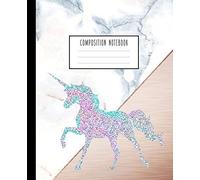 Composition Notebook: Neon Unicorn, Pink And White Marble, Composition Book For Girls, Kids, School, Students And Teachers (Wide Ruled 7.5 X 9.25, 100 Pages)