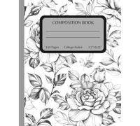 Composition Notebook | School & Study | College-Ruled | Study Companion with Botanical Flair | Black & White Floral Notebook