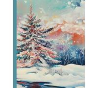 Composition Notebook: Snowy Pine Trees Wintery Sunset Acrylic Illustration | 7.5" x 9.25" College-Ruled Old World Aesthetic Scenic Holiday Christmas ... Teens, and Adults | Landscape Collection
